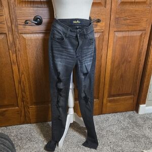 Indigo Rein Black Distressed Skinny Jeans
